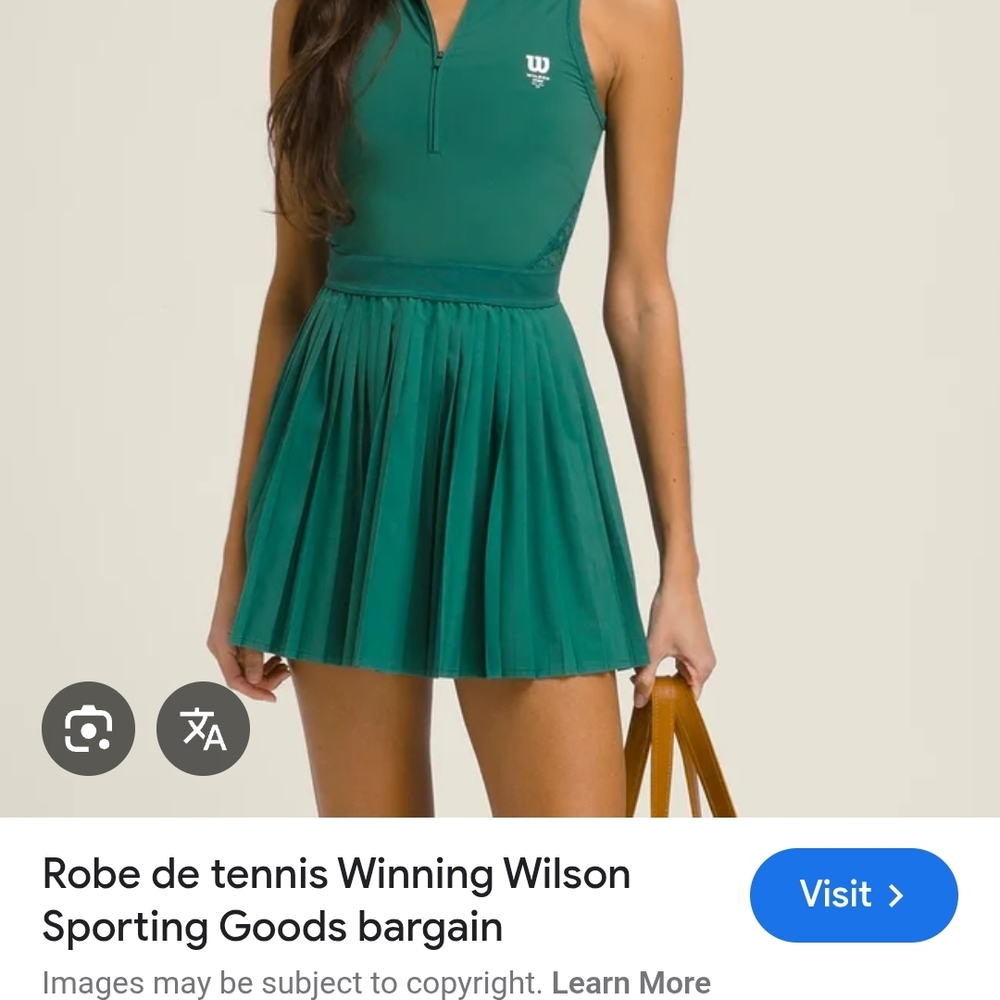 Wilson Winning Teal Green Sleeveless Pleated Tennis Dress